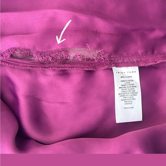 Trina Turk Lace Airie Dress Long Sleeve Sheer Fall Floral Purple Size 8 FLAW - Picture 13 of 15